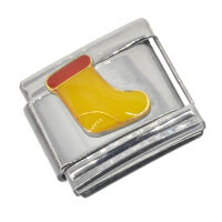 Edelstahl-Charm – Gelber Weihnachtsstrumpf mit...