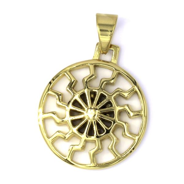 Edelstahlanhänger - "schwarze Sonne" PVD Gold