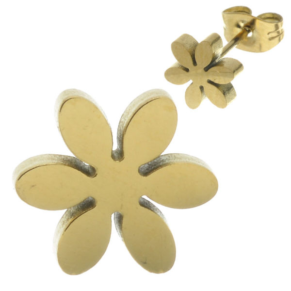 Edelstahlohrstecker - Blüte - PVD-Gold