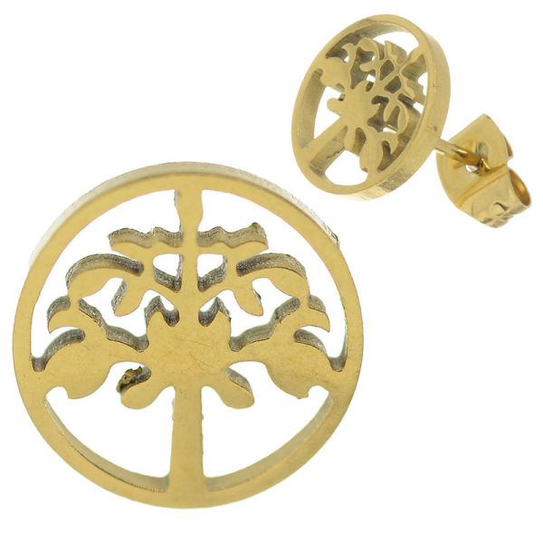 Edelstahlohrstecker Lebensbaum PVD-Gold