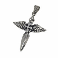 Edelstahlanhänger - fliegender Totenkopf