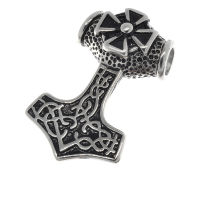 Stainless steel pendant - Thors hammer with iron cross...
