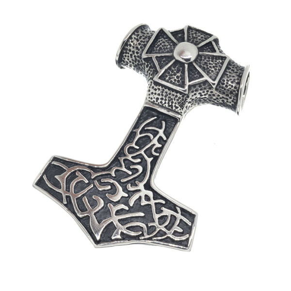Edelstahlanhänger – Thors Hammer Keltic mit Kreuzdetail