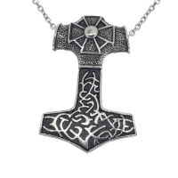 Edelstahlanhänger – Thors Hammer Keltic mit Kreuzdetail