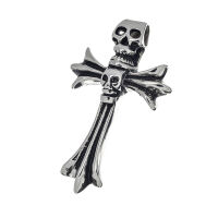 Stainless Steel Pendant – Bone Cross with Two Skulls