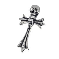 Edelstahlanhänger - Kreuz mit Totenköpfen