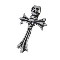 Edelstahlanhänger - Kreuz mit Totenköpfen