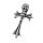 Stainless Steel Pendant – Bone Cross with Two Skulls
