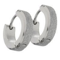 Stainless steel earrings - hinged hoop earrings with diamond finish