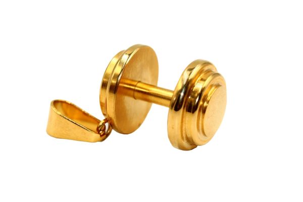 Edelstahlanhänger - Hantel PVD Gold