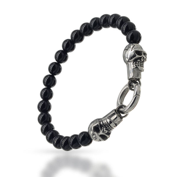 Perlenarmband - Totenköpfe aus Edelstahl