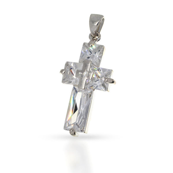 925 Sterling Silberanhänger - Kreuz mit Cubic Zirkonia "Alexis"