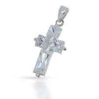 925 Sterling Silberanhänger - Kreuz mit Cubic...