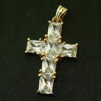 925 Sterling Silberanhänger - Kreuz mit Cubic Zirkonia "Amelie"