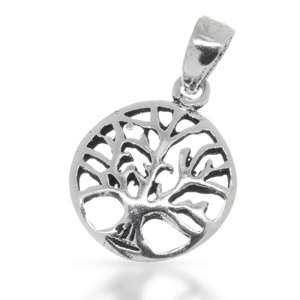 Mini-Lebensbaum-Anhänger im Kreis aus 925er Silber