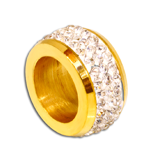 Edelstahlanhänger - PVD Gold mit Strasssteinen