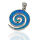 925 Sterling Silberanhänger - Große Poseidonspirale mit synthetischem Opal Blau