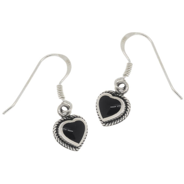 925 Sterling Silber Ohrringe - Herz "Mariam" Onyx