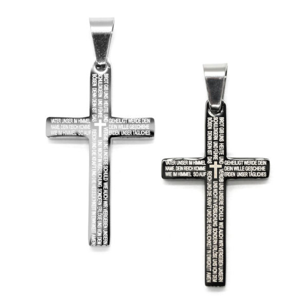 Edelstahlanhänger - Kreuz mit "Vater Unser"