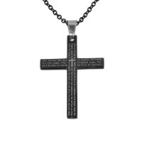 Stainless Steel Cross Pendant with “The Lords Prayer” (English)