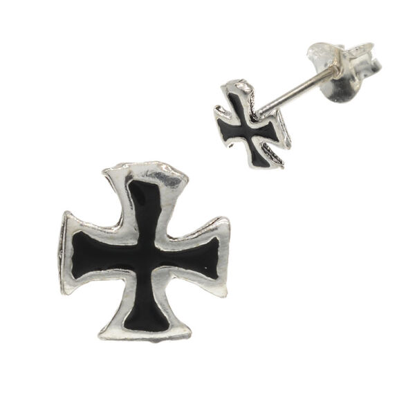 Silver Stud Earrings - Iron Cross
