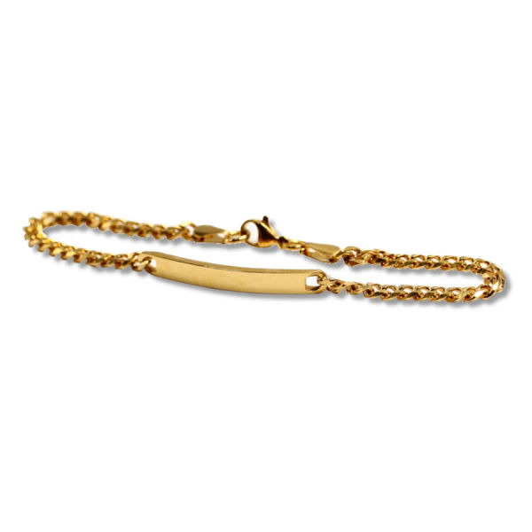 Edelstahlarmband mit Gravurplatte PVD-Glold 19 cm