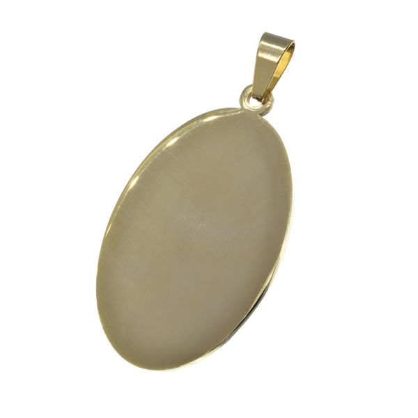 Edelstahlanhänger - ovale Grundplatte 2mm PVD Gold
