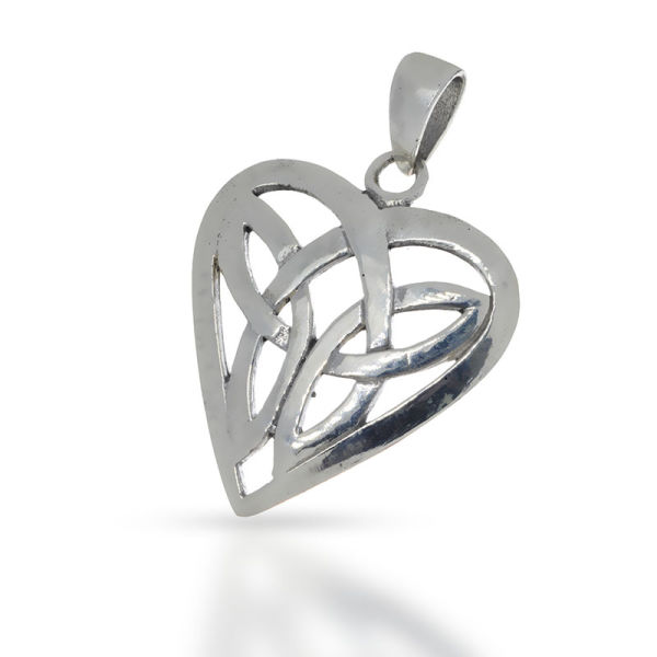 925 Sterling Silberanhänger - Herz mit keltischen Knoten