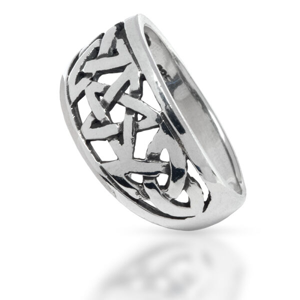 925 Sterling Silver Ring - Celtic Knot with Pentagram "Morrigan" 53 (16,8 Ø) 6,3 US