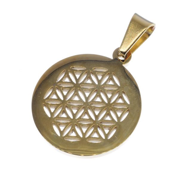 Stainless Steel Pendant - Flower of Life PVD-Gold