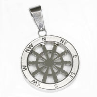 Stainless steel pendant - compass steering wheel in...