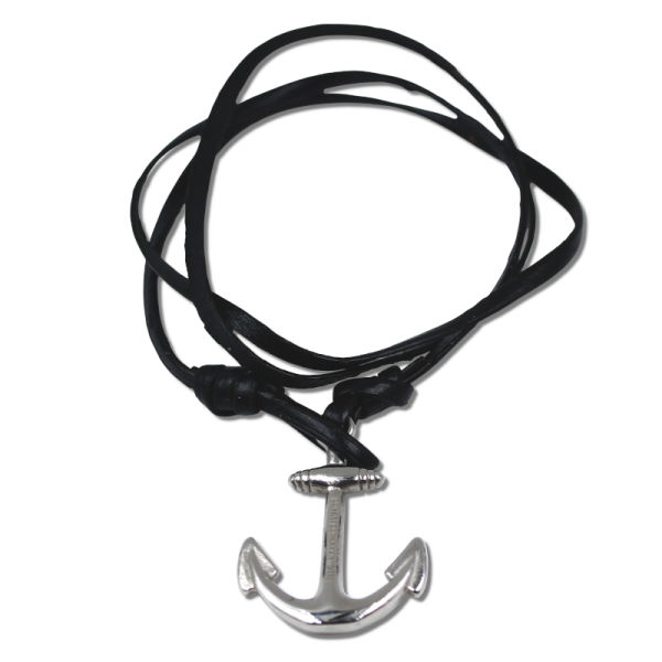 Leather bracelet with stainless steel anchor