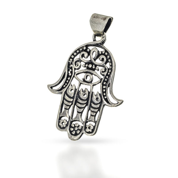 925 Sterling Silberanhänger - Hand der Fatimah mit Auge