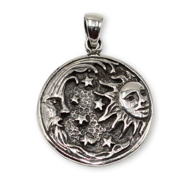 925 Sterling Silberanhänger - Sonne, Mond und Sterne