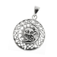 925 Sterling Silver Pendant – Sun and Moon in a...