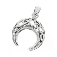 925 Sterling Silver Pendant – Crescent with...