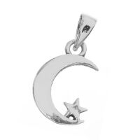 925 Sterling Silver Pendant – Crescent with Star at...