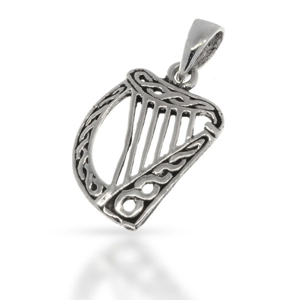 925 Sterling Silberanhänger - Harfe