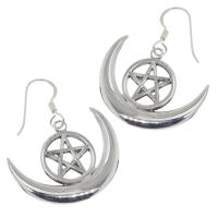 925 Sterling Silver Drop Earrings – Crescent with...