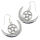 925 Sterling Silver Drop Earrings – Crescent with Pentagram in a Circle