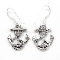 Earrings 925 sterling silver - Anchor with Rope