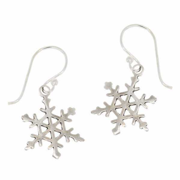925 Sterling Silver Drop Earrings – Winterzauber Snowflake with Clear Crystal Lines