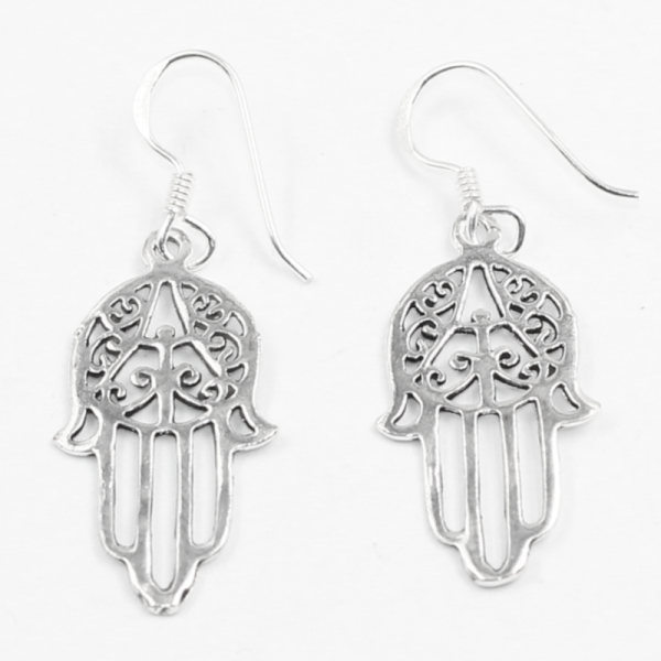 925er Sterling Silber Ohrhänger - Hand der Fatima