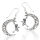 925 Sterling Silber Ohrhänger - Mond mit Hexe