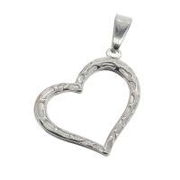 Edelstahlanhänger - offenes Herz mit Muster