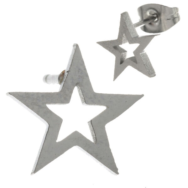 Edelstahl-Ohrstecker – Stern mit offener Sternmitte