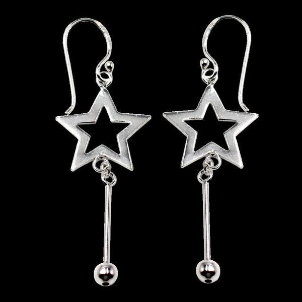 925 Sterling Silber - Ohrschmuck - Ohrhänger Stern mit Stab