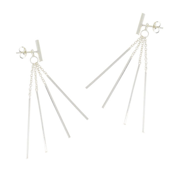 925 Sterling Silber - Ohrschmuck - 2 teilig - Stecker mit 4 hängenden Stäben hintereinander angeordnet
