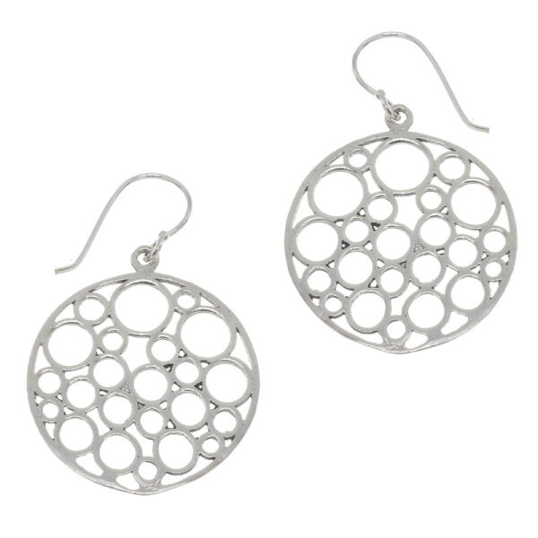 925 Sterling Silber - Ohrschmuck - Runde Ohrhänger mit geometrischem Muster durchbrochen
