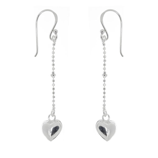 925 sterling silver earrings with heart pendant and fine ball chain